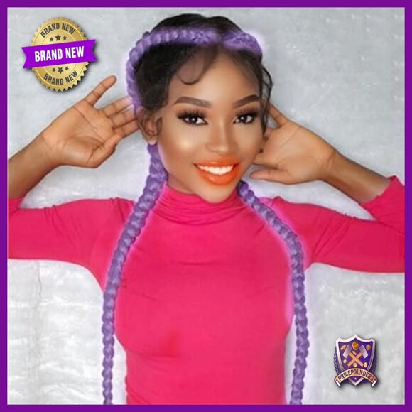 Synthetic Lace Front Wig Heat Resistant 22 Inch Braided Daily Cosplay main image 5